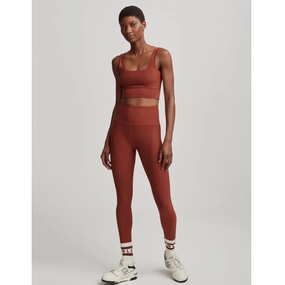 Varley Let's Move Studio High Rise Ribbed Leggings Large Smoked Paprika